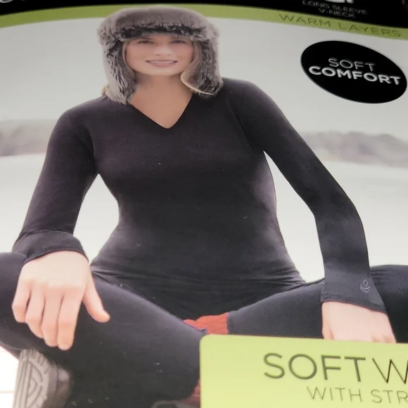 Cuddl Duds Crimson SoftWear Long Sleeve V-Neck Soft Comfort Warm Layers - Picture 4 of 8